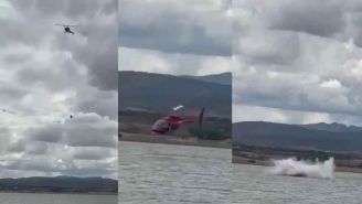 VIDEO: Helicóptero se desploma y estrella contra la Presa Chihuahua