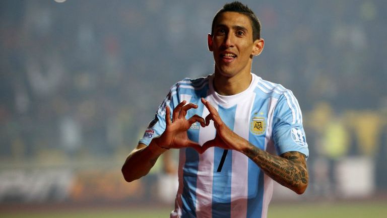 Di María celebra un tanto en la Copa América