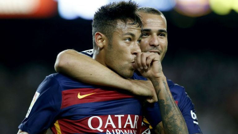 Neymar celebra uno de sus goles con el Barcelona