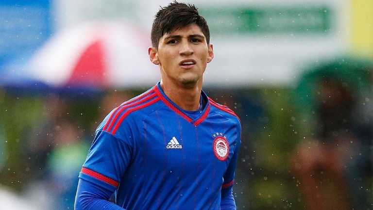 Pulido, en un entrenamiento del Olympiacos