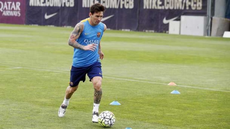 Messi, en un entrenamiento del Barcelona