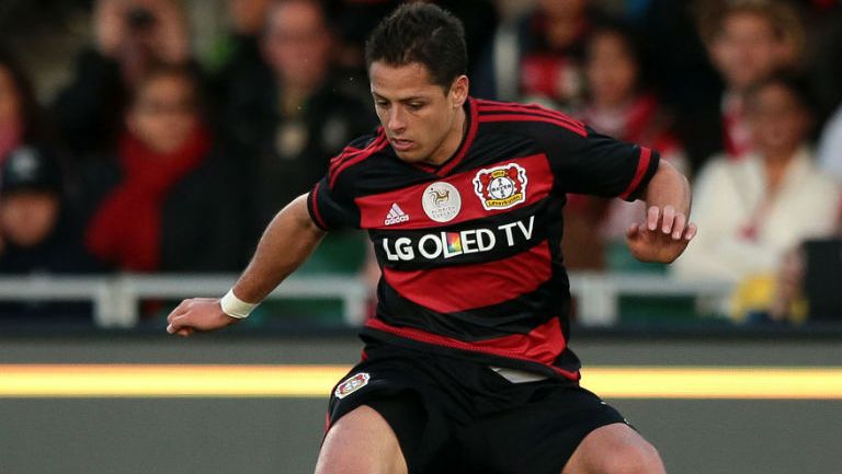 Javier Hernández en un encuentro del Bayer Leverkusen