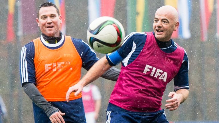 Infantino, durante el amistoso en la sede de la FIFA