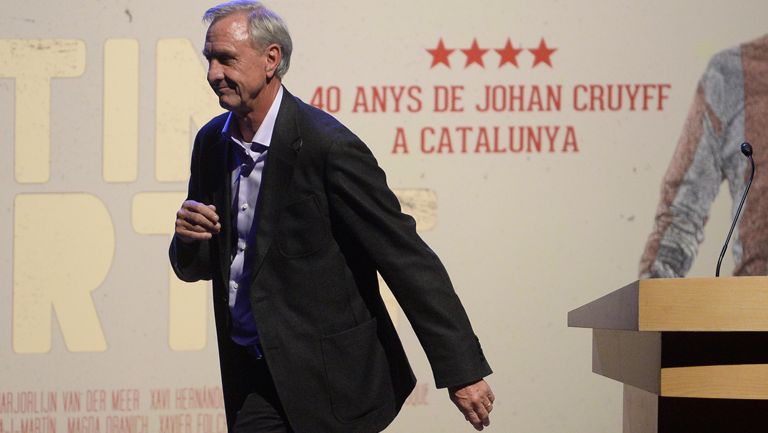 Johan Cruyff durante un evento con el Barcelona