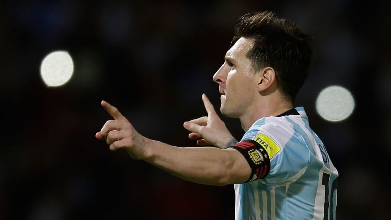 Messi celebra un gol con la selección de Argentina