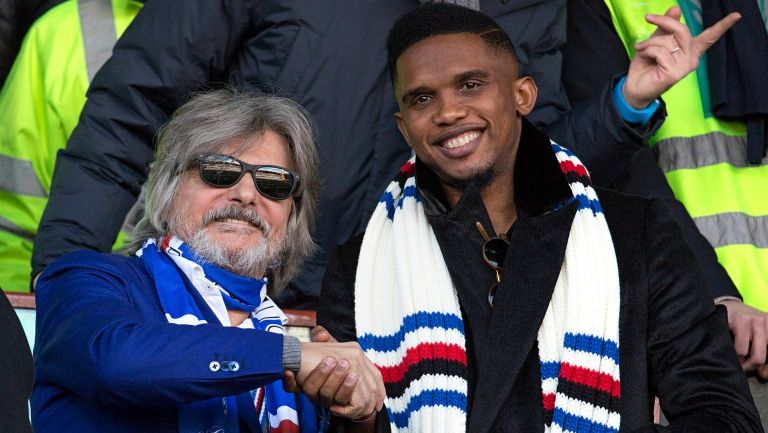 Samuel Eto'o con el presidente del Sampdoria Massimo Ferrero