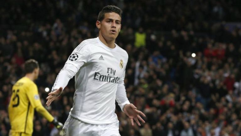 James Rodríguez festeja gol con Real Madrid