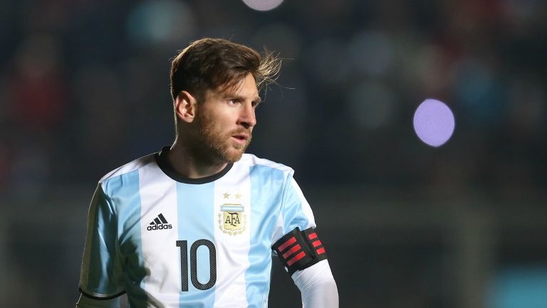 Messi durante un partido con Argentina