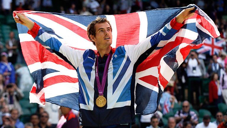 Andy Murray, desplegando la Union Jack tras conquistar el Oro en Londres 2012