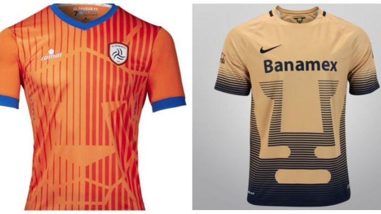 Comparativo entre camisetas de Pumas y Al Shabab FC