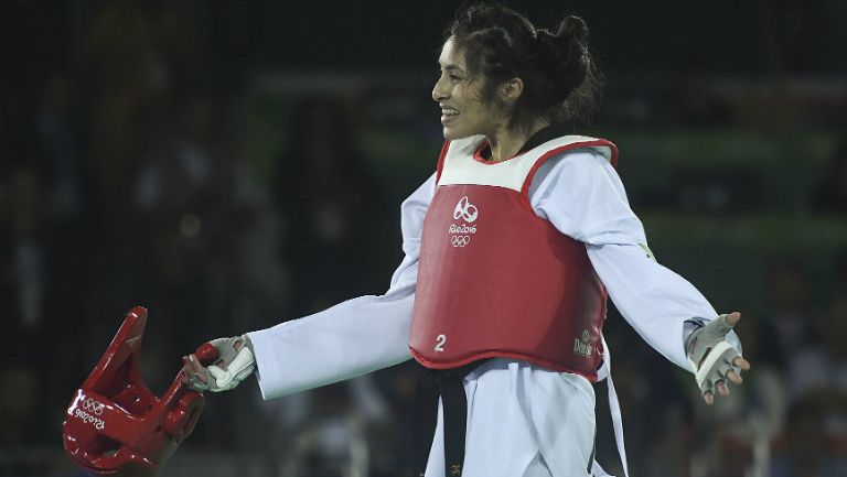Itzel Manjarrez, durante combate en Río 2016