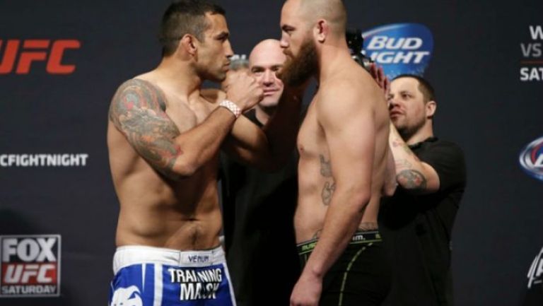 Fabricio Werdum y Travis Browne en el careo anterior al combate