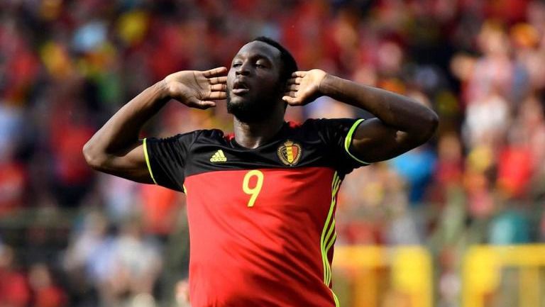 Lukaku festeja un gol con la Selección de Bélgica