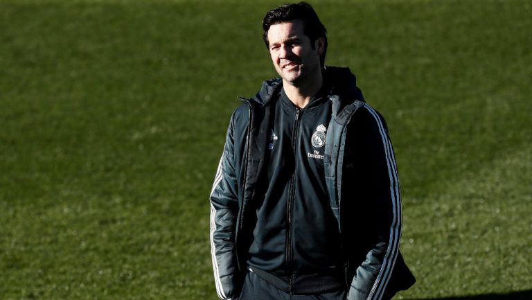 Santiago Solari, durante un entrenamiento con el Real Madrid