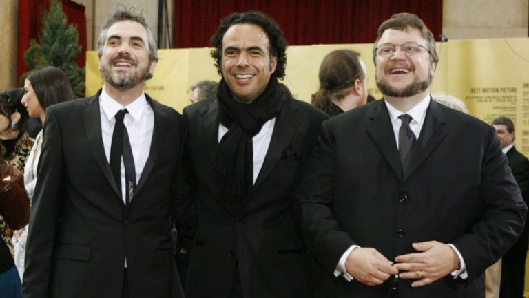 Cuarón, Iñarritú y Del Toro durante una entrega de premios