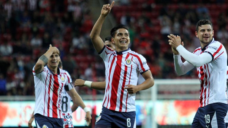 Dieter Villalpando festeja gol ante Atlético de San Luis