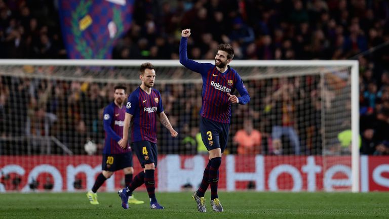 Piqué hizo uno de los tantos en la goleada culé ante el Lyon