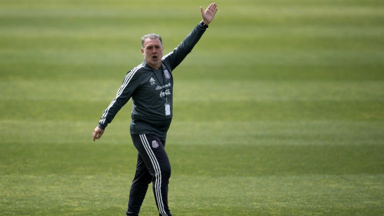 Gerardo Martino durante un entrenamiento con el Tricolor 