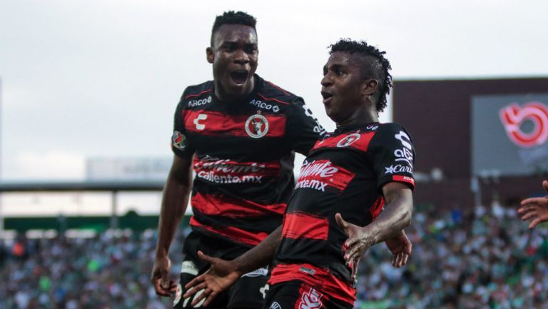 Jugadores de Xolos festejan un gol