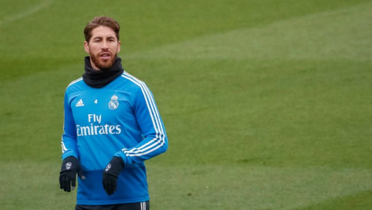 Sergio Ramos durante un entrenamiento del Real Madrid 