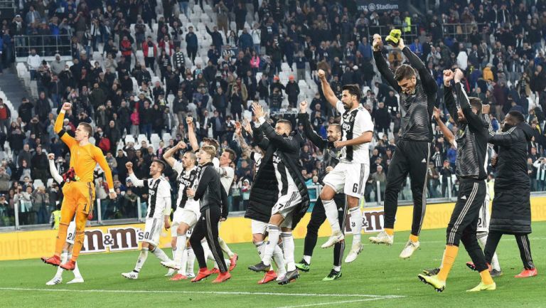 Juventus festejando una victoria 