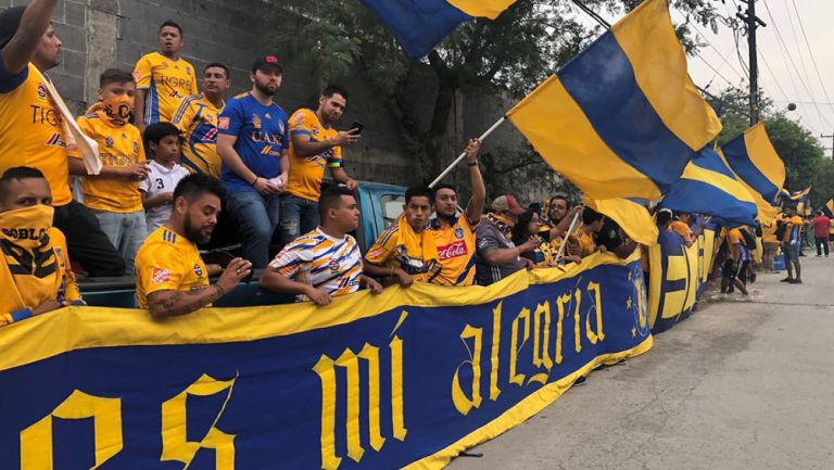 Aficionados de Tigres agitan banderas en apoyo a los Felinos