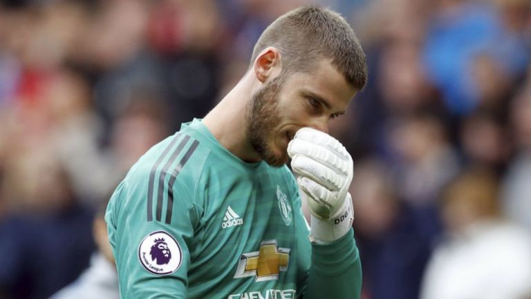 De Gea se lamenta en un partido del Man United