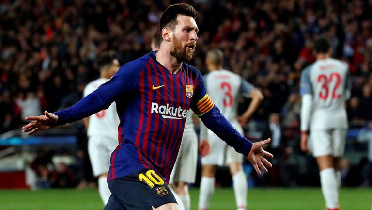 Lionel Messi festeja gol contra Liverpool