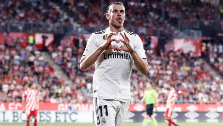 Bale celebra un tanto con el Real Madrid en La Liga 