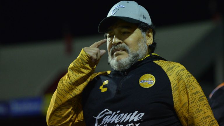 Maradona durante un partido del Ascenso MX 