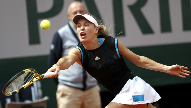 Caroline Wozniacki durante un partido frente a Veronika Kudermetova