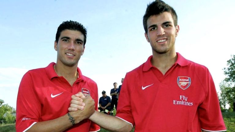 Cesc Fábregas y José Antonio Reyes durante su paso con el Arsenal