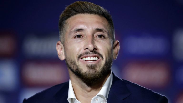 Héctor Herrera durante su presentación con el Atlético de Madrid 