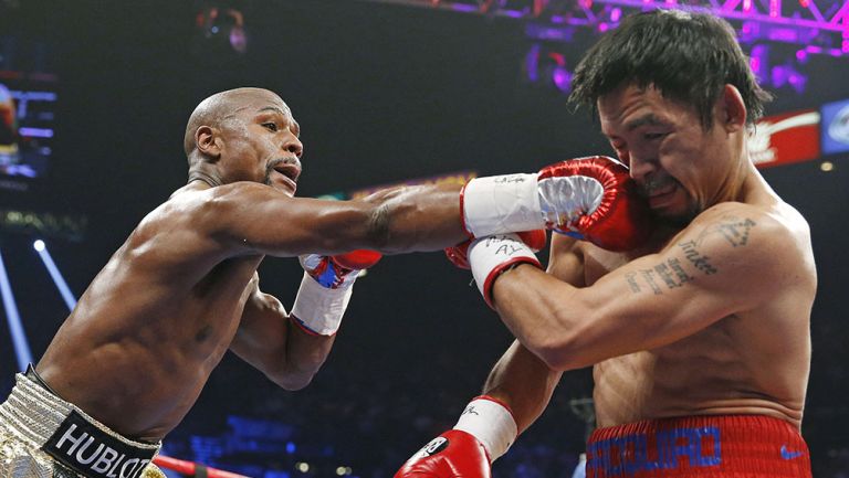 Floyd Mayweather Jr. y Manny Pacquiao en el combate