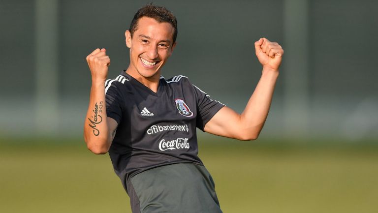 Andrés Guardado durante un entrenamiento con la Selección Mexicana