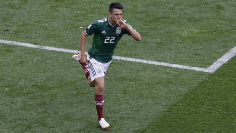 Chucky Lozano festeja su gol contra Alemania en Rusia 2018