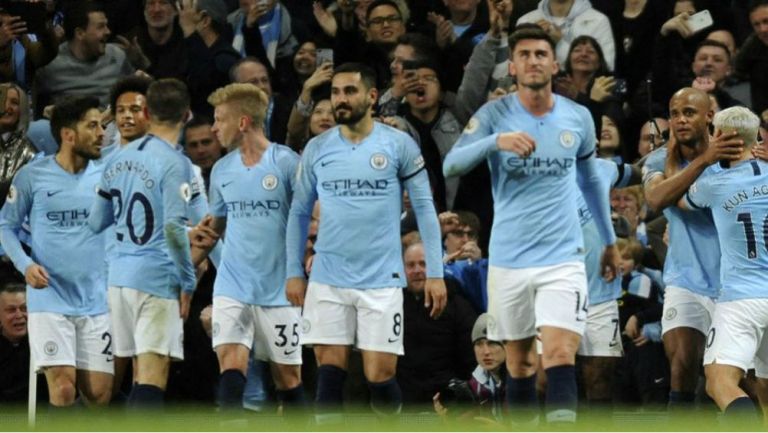 Jugadores del Manchester City celebrando una anotación