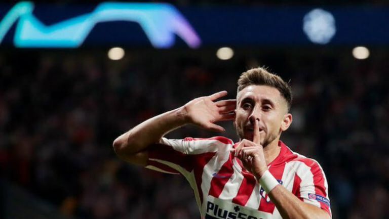 Héctor Herrera festeja un gol con el Atlético de Madrid