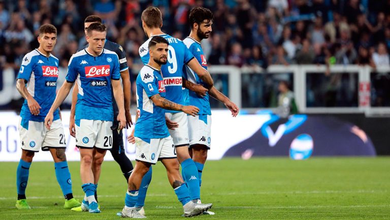 Jugadores del Napoli, durante un partido