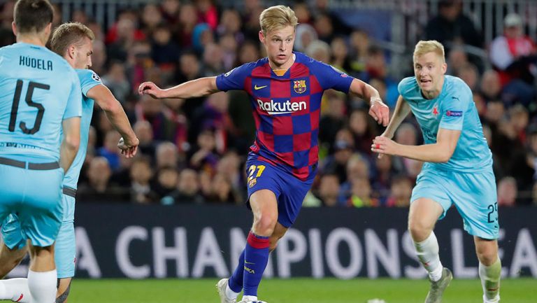 Frenkie de Jong, en el partido contra Slavia Praga