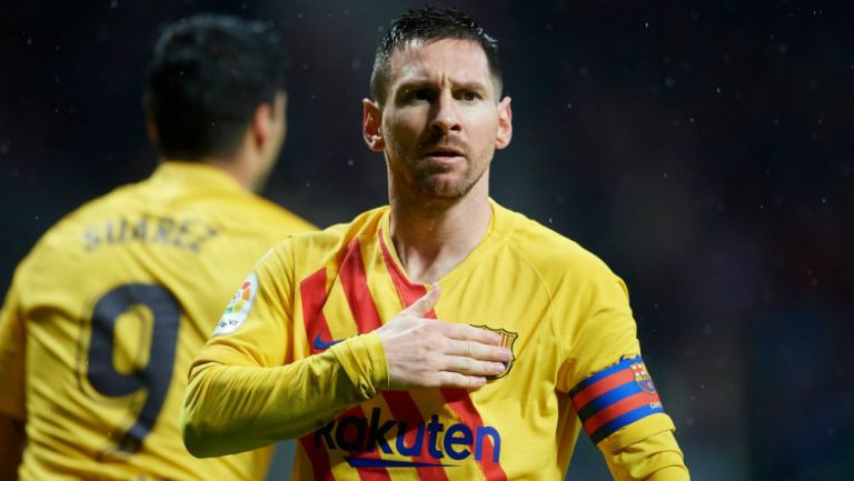 Messi celebrando el gol ante el ATM