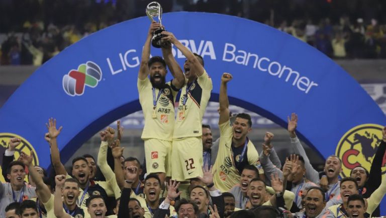 América festejando su título de liga del Apertura 2018