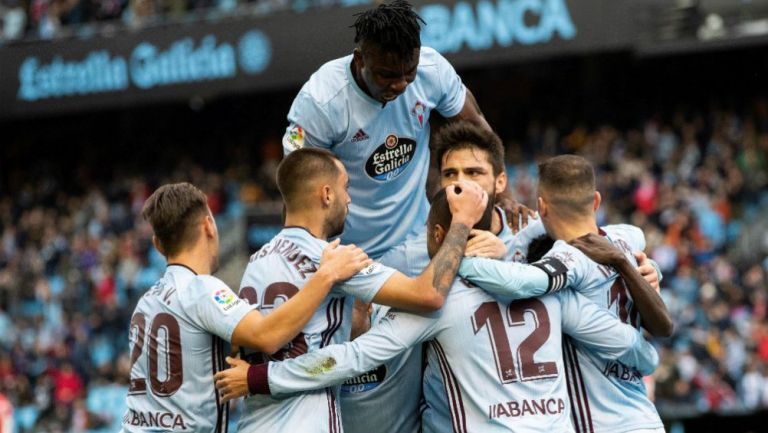 Jugadores de Celta de Vigo celebrando una anotación