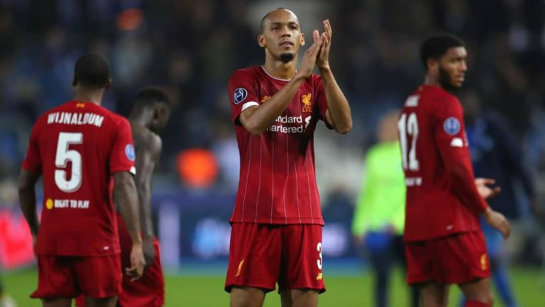 Fabinho durante un partido del Liverpool