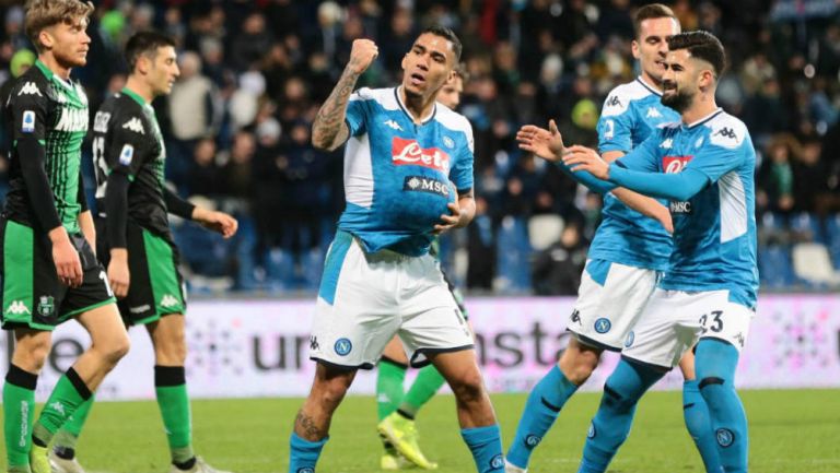 Allan celebrando el gol del empate ante Sassuolo