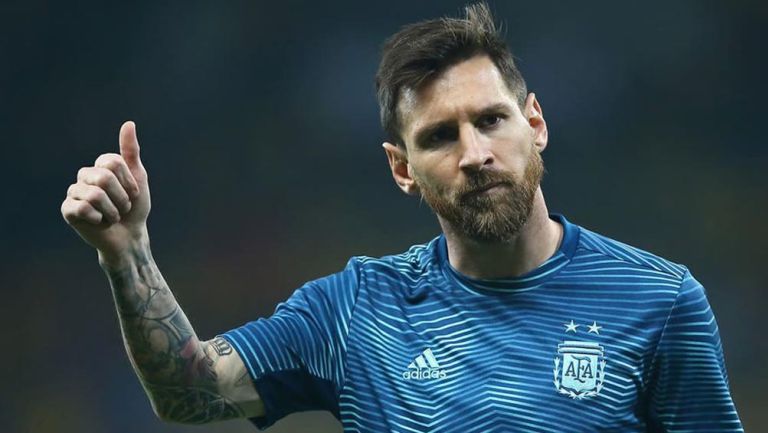 Lionel Messi durante un entrenamiento con Argentina 