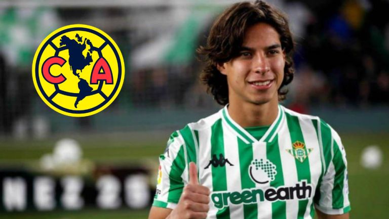 Diego Lainez durante su presentación con el Betis