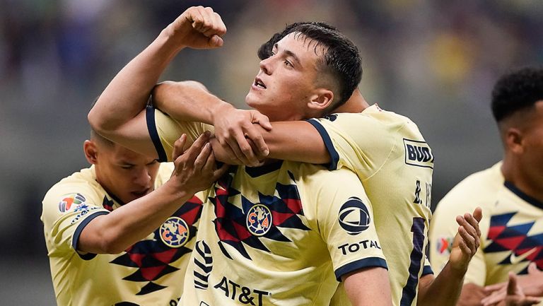 Viñas festeja su gol en Semifinales ante Morelia