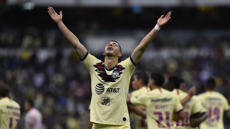 América: Guido Rodríguez festeja un triunfo del club