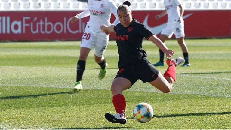 Charlyn Corral, en un partido del Atlético